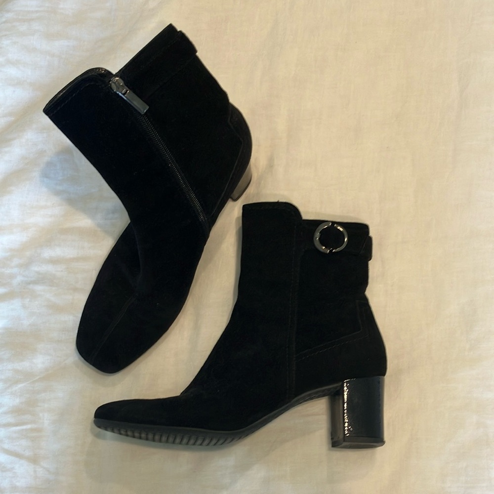 Genuine, leather Aquatalia Black Ankle Boots